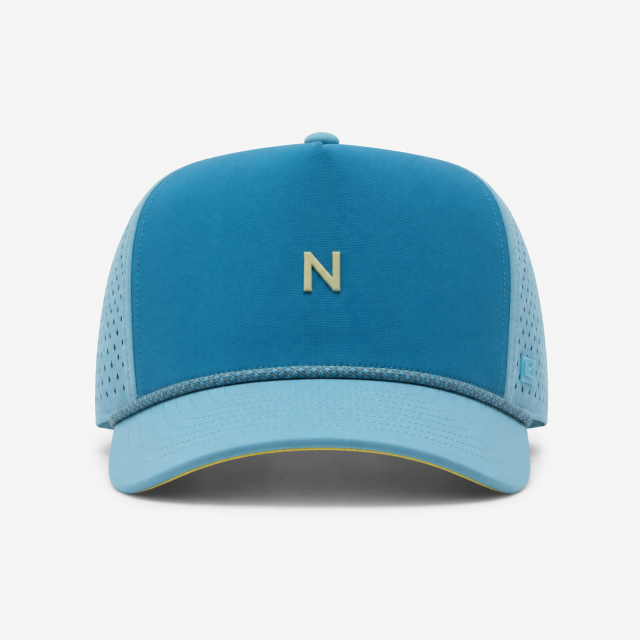 Blue Performance Golf Cap,www.nearlonggolf.com,Light Blue Performance Golf Cap With Braided Rope Trim