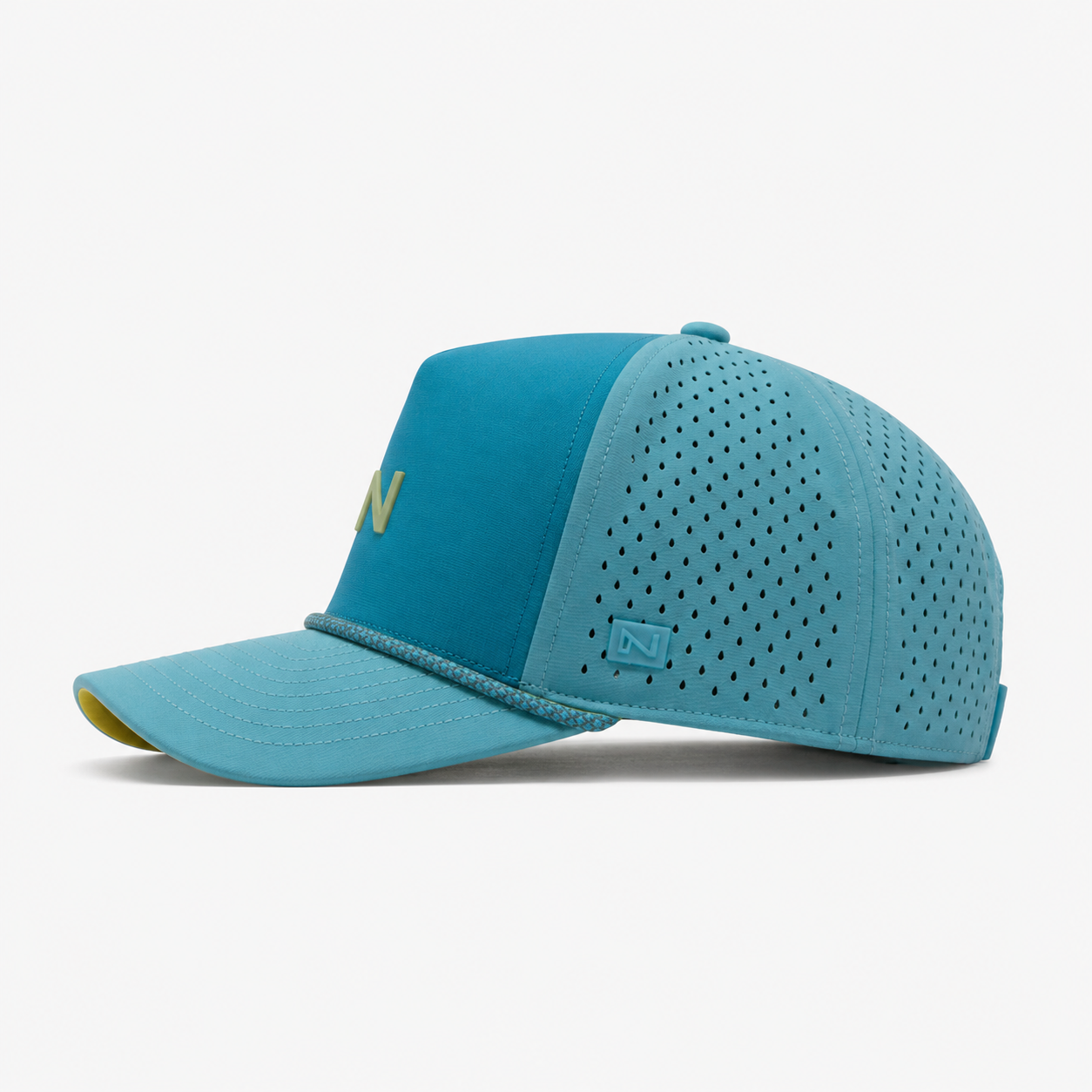 Blue Performance Golf Cap,www.nearlonggolf.com,Light Blue Performance Golf Cap With Braided Rope Trim