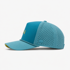 Blue Performance Golf Cap,www.nearlonggolf.com,Light Blue Performance Golf Cap With Braided Rope Trim
