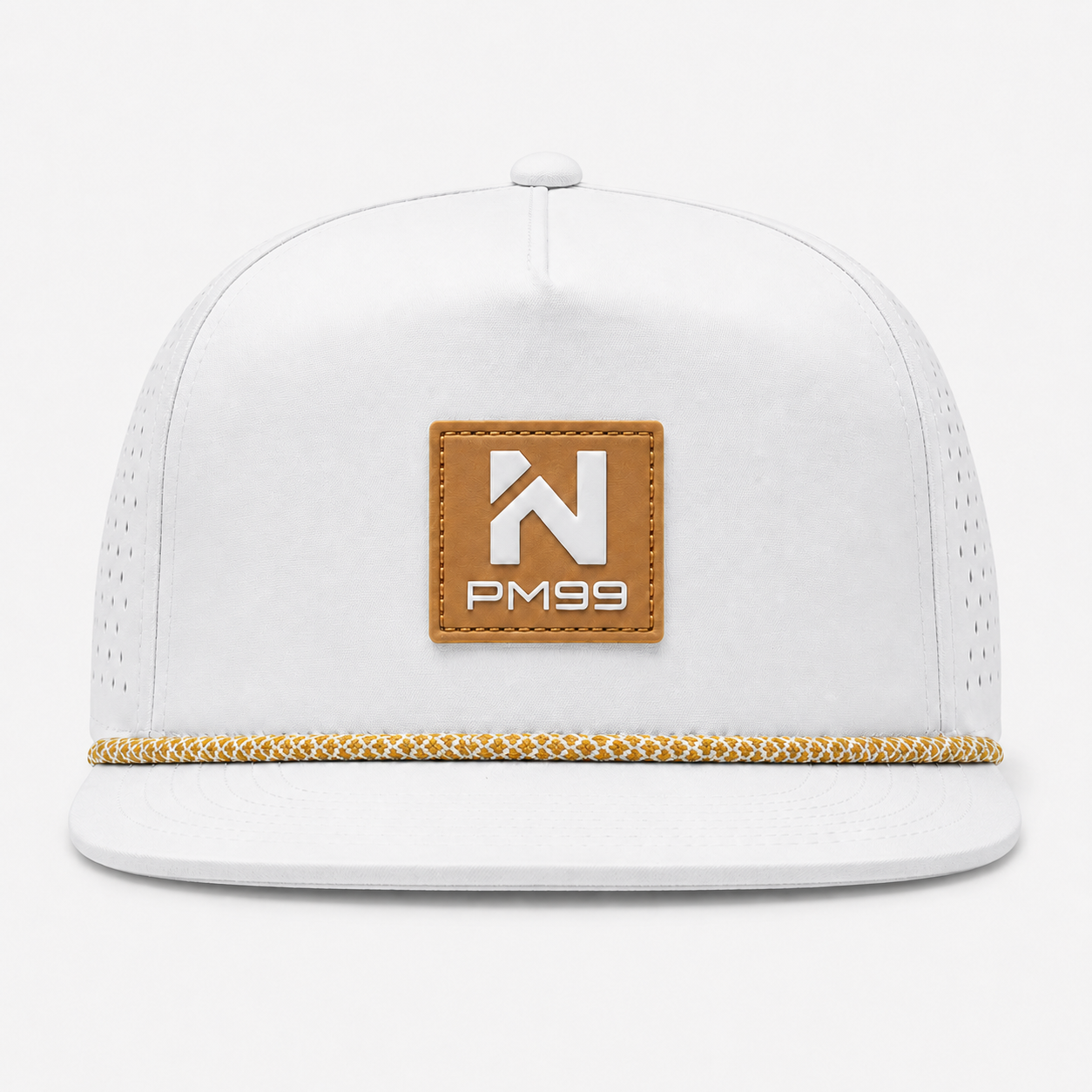 Structured White Golf Hat,www.nearlonggolf.com,Structured White Golf Hat With Flat Brim And Vents