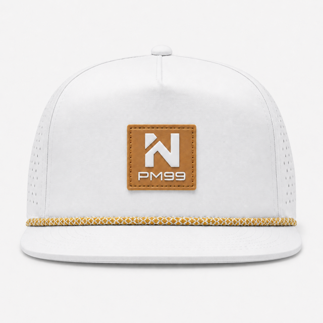 Structured White Golf Hat,www.nearlonggolf.com,Structured White Golf Hat With Flat Brim And Vents