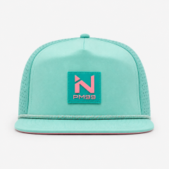 Aqua Golf Rope Hat,www.nearlonggolf.com,Aqua Golf Rope Hat With Coral Logo Patch And Flat Bill