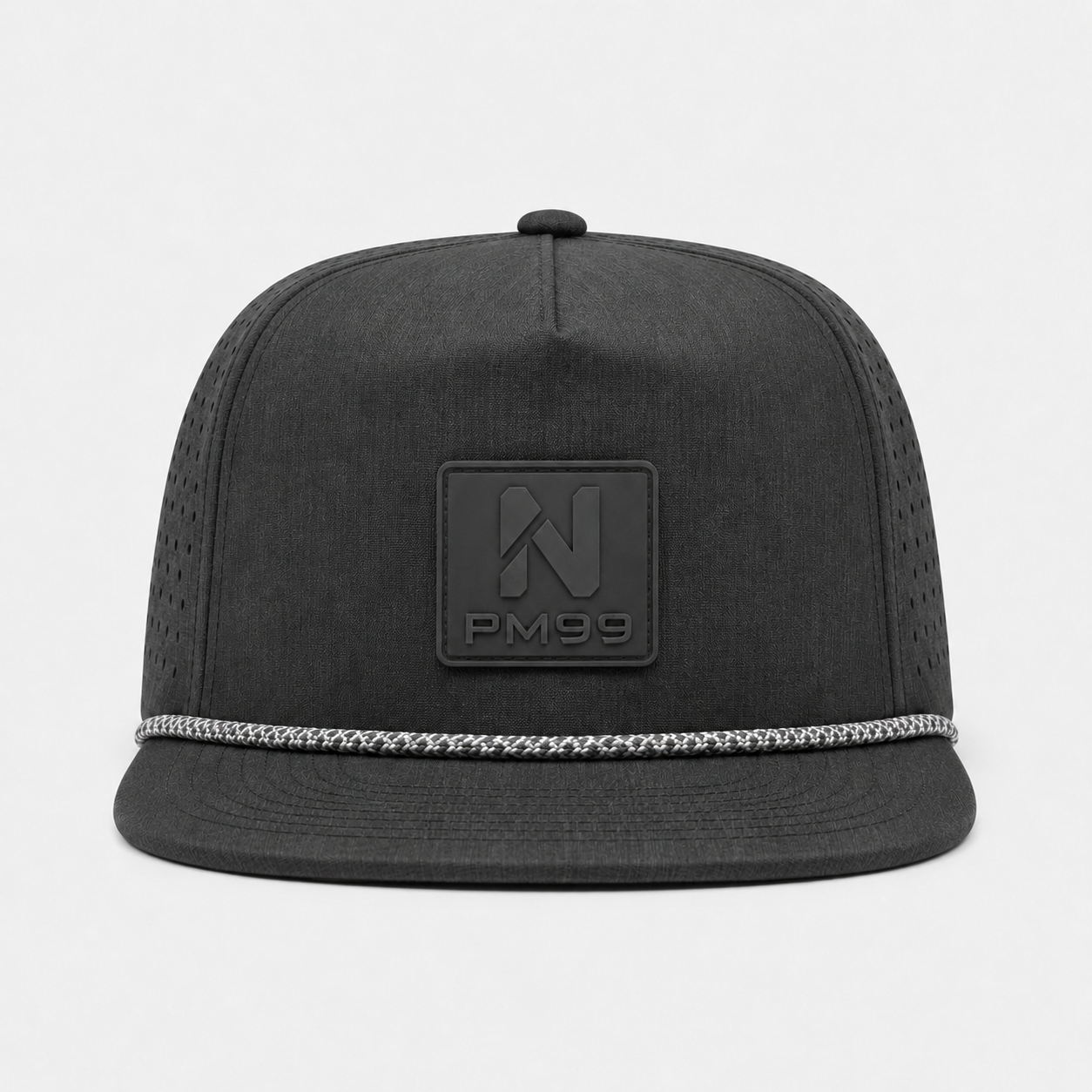 Golf Cap,www.nearlonggolf.com,Charcoal Grey High Crown Golf Cap With Rope Trim