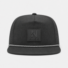 Golf Cap,www.nearlonggolf.com,Charcoal Grey High Crown Golf Cap With Rope Trim