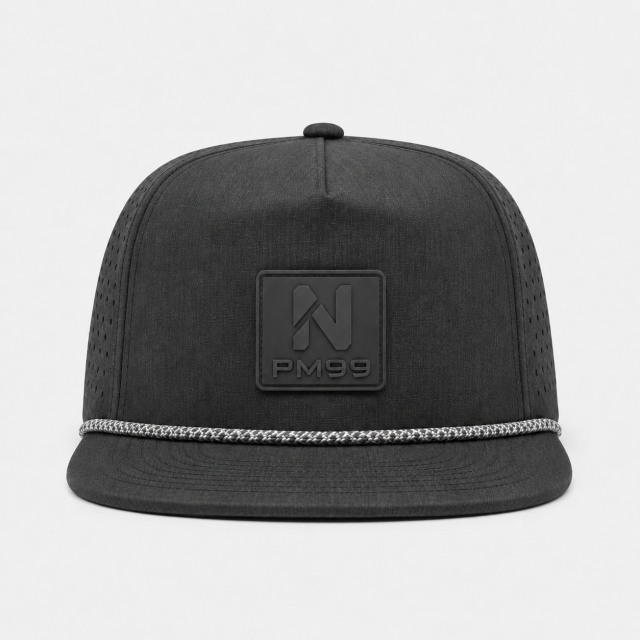 Golf Cap,www.nearlonggolf.com,Charcoal Grey High Crown Golf Cap With Rope Trim