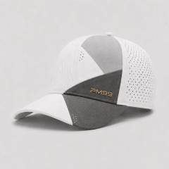 Golf Hat,www.nearlonggolf.com,White Grey 6 Panel Golf Hat With Geometric Pattern