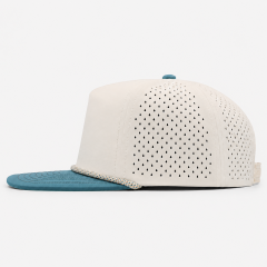 Ivory Blue Golf Rope Hat,www.nearlonggolf.com,Ivory Blue Golf Rope Hat With Leather Patch Logo