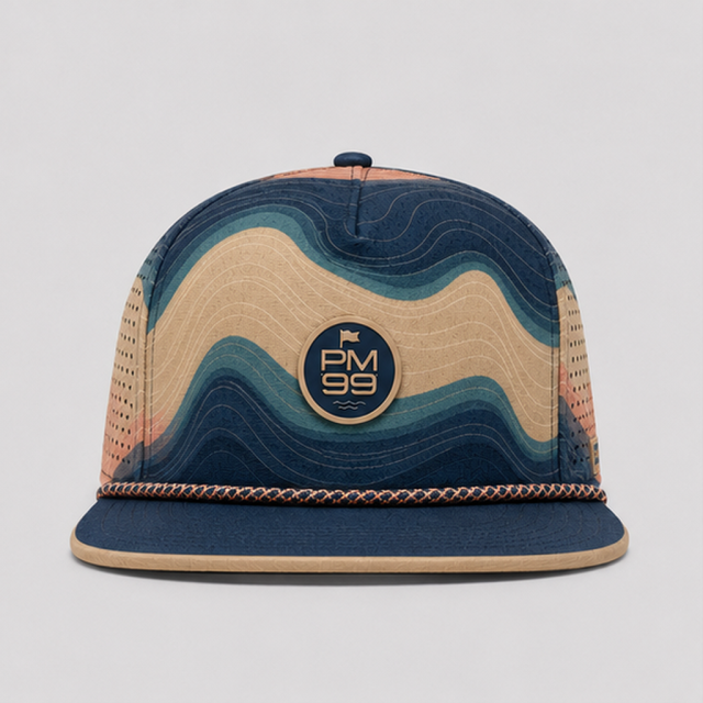 Navy Topographic Golf Rope Cap,www.nearlonggolf.com,Navy Topographic Golf Rope Cap With Flat Bill