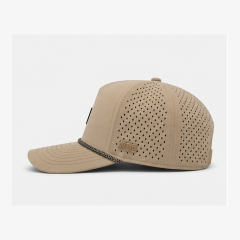 Khaki Breathable Golf Cap,www.nearlonggolf.com,Khaki Golf Cap With Rope Trim And Laser Cut Side Vents