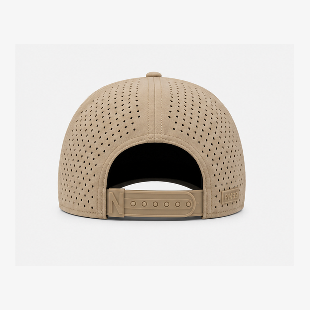 Khaki Breathable Golf Cap,www.nearlonggolf.com,Khaki Golf Cap With Rope Trim And Laser Cut Side Vents