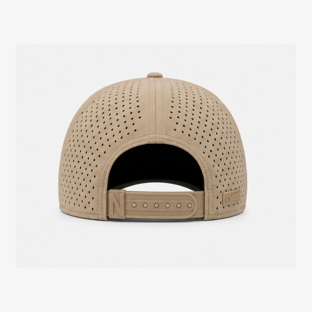 Khaki Breathable Golf Cap,www.nearlonggolf.com,Khaki Golf Cap With Rope Trim And Laser Cut Side Vents