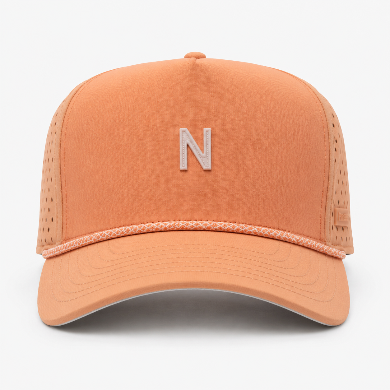 Orange Performance Golf Cap,www.nearlonggolf.com,Breathable Orange Golf Cap For Summer With Rope Trim