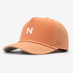 Orange Performance Golf Cap,www.nearlonggolf.com,Breathable Orange Golf Cap For Summer With Rope Trim