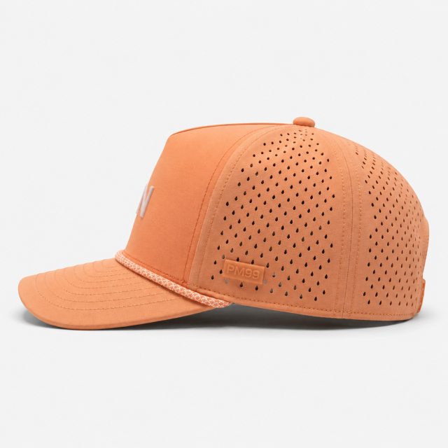Orange Performance Golf Cap,www.nearlonggolf.com,Breathable Orange Golf Cap For Summer With Rope Trim