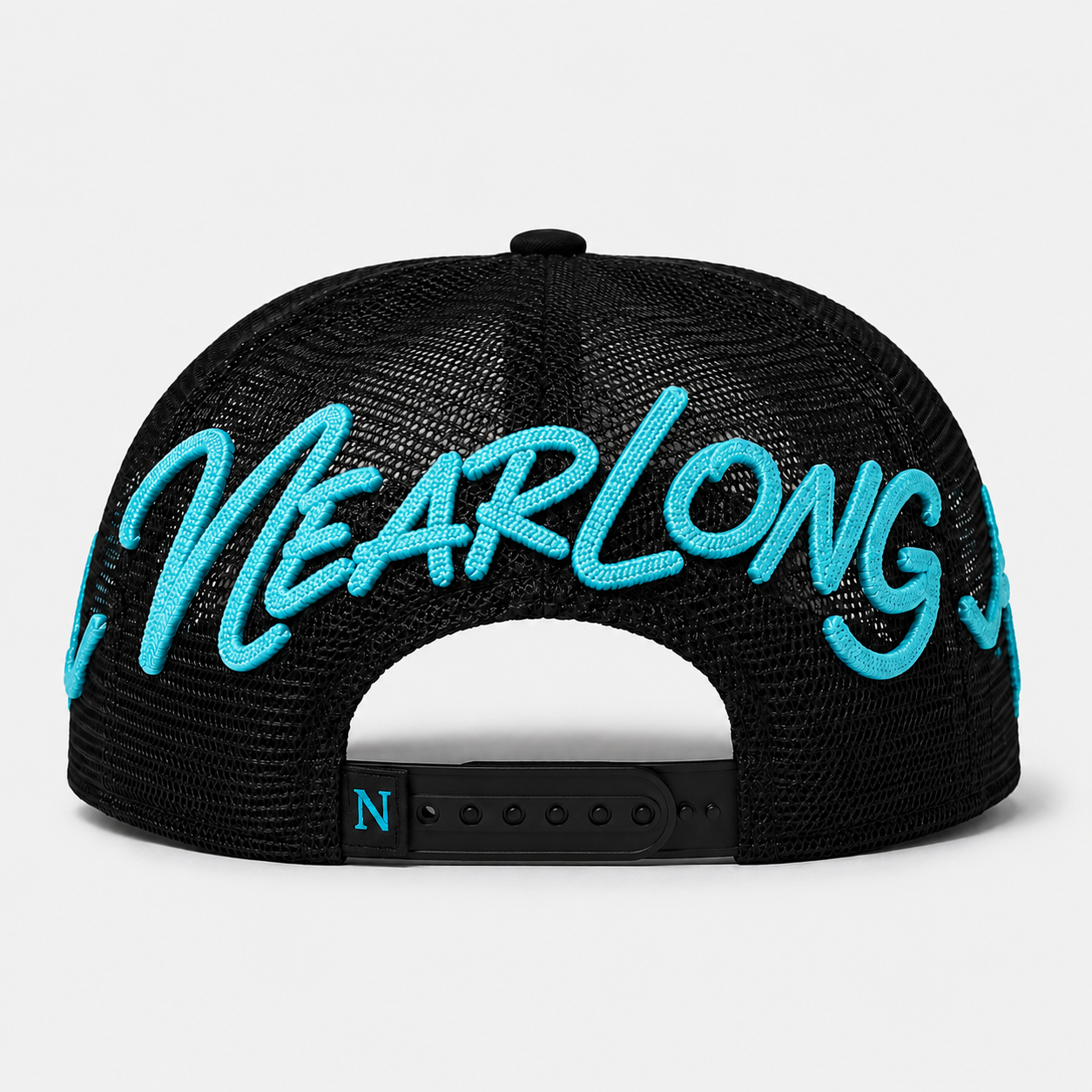 Back Golf Trucker Hat,www.nearlonggolf.com,Black Embroidered Golf Trucker Hat With Mesh Back