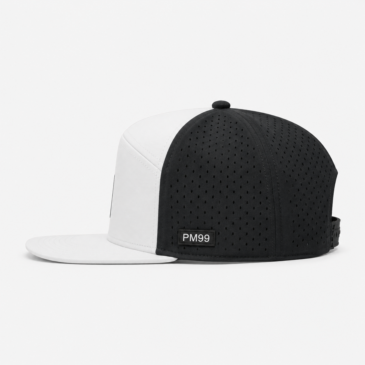 Black Five Panel Golf Cap,www.nearlonggolf.com,White Black 5 Panel Golf Hat With Flat Bill And Vents