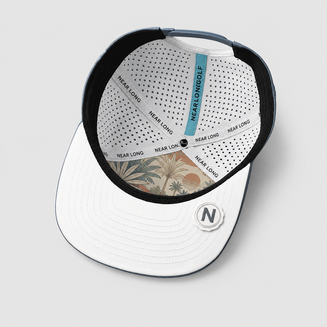 White Grey 5 Panel Golf Cap,www.nearlonggolf.com,White Grey 5 Panel Golf Cap
