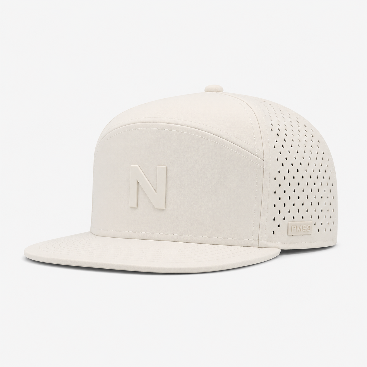 White Grey 5 Panel Golf Cap,www.nearlonggolf.com,White Breathable Golf Cap With Perforated 5 Panel Crown