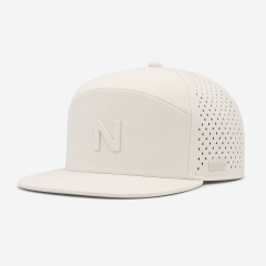 White Grey 5 Panel Golf Cap,www.nearlonggolf.com,White Breathable Golf Cap With Perforated 5 Panel Crown