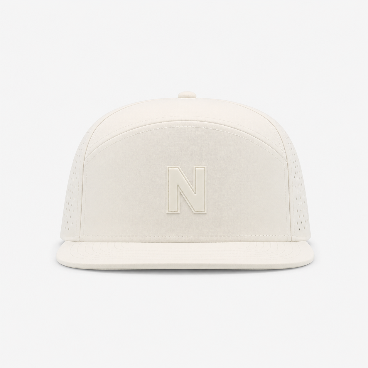 White Grey 5 Panel Golf Cap,www.nearlonggolf.com,White Breathable Golf Cap With Perforated 5 Panel Crown