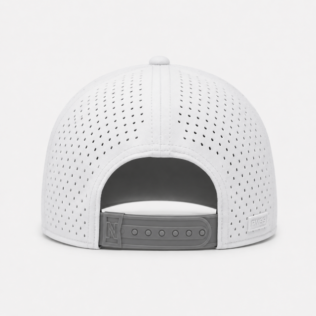 White Golf Hat,www.nearlonggolf.com,White Rope Golf Hat With Breathable Perforated Panels
