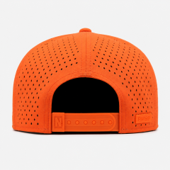 Bright Orange Flat Bill Golf Hat,www.nearlonggolf.com,Orange Flat Bill Golf Hat With Laser Cut Vents