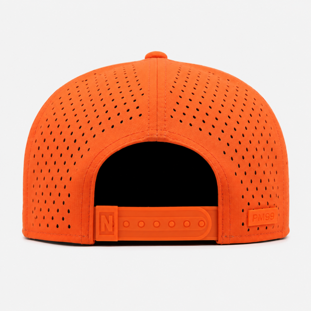 Bright Orange Flat Bill Golf Hat,www.nearlonggolf.com,Orange Flat Bill Golf Hat With Laser Cut Vents