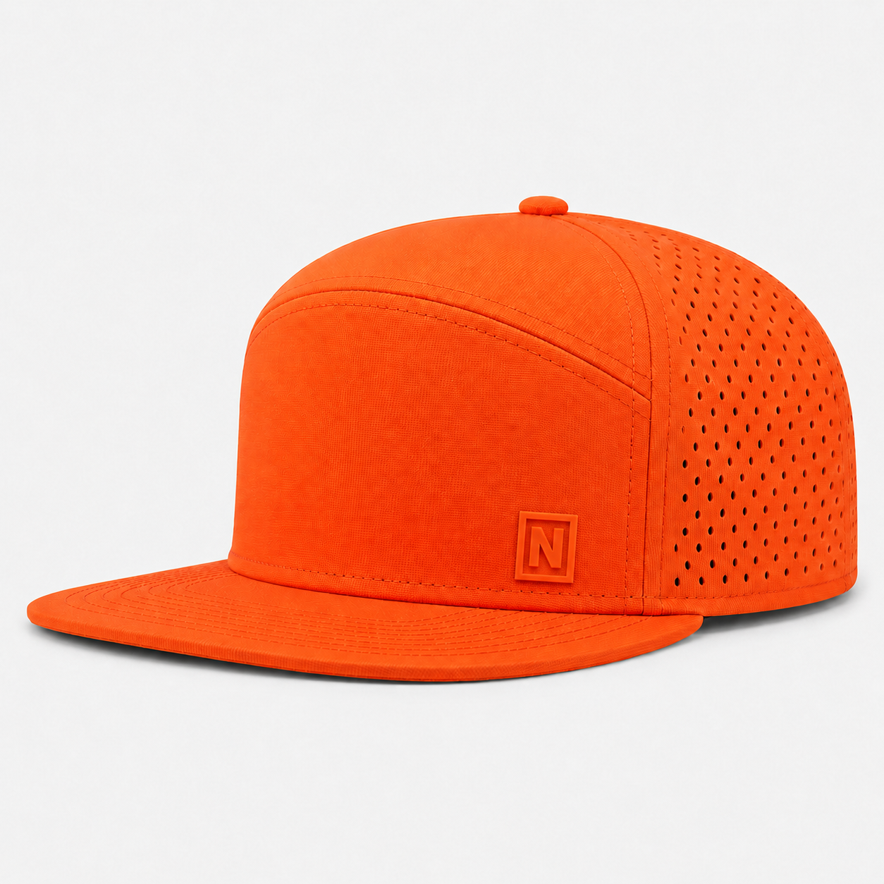 Bright Orange Flat Bill Golf Hat,www.nearlonggolf.com,Orange Flat Bill Golf Hat With Laser Cut Vents