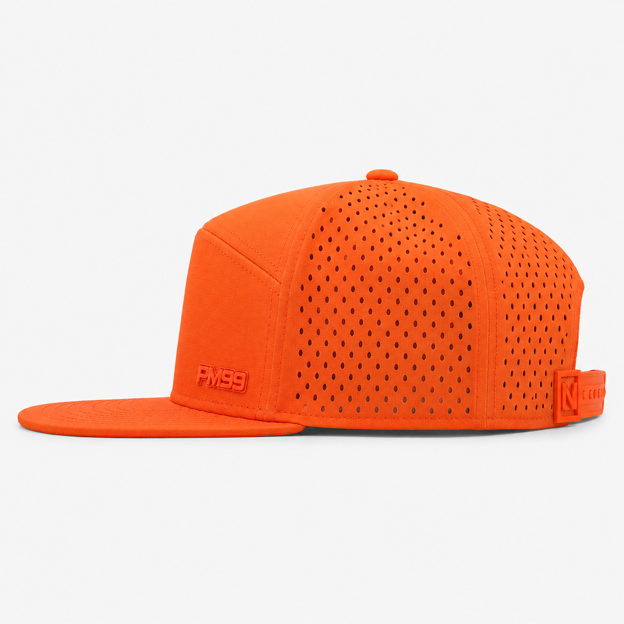 Bright Orange Flat Bill Golf Hat,www.nearlonggolf.com,Orange Flat Bill Golf Hat With Laser Cut Vents
