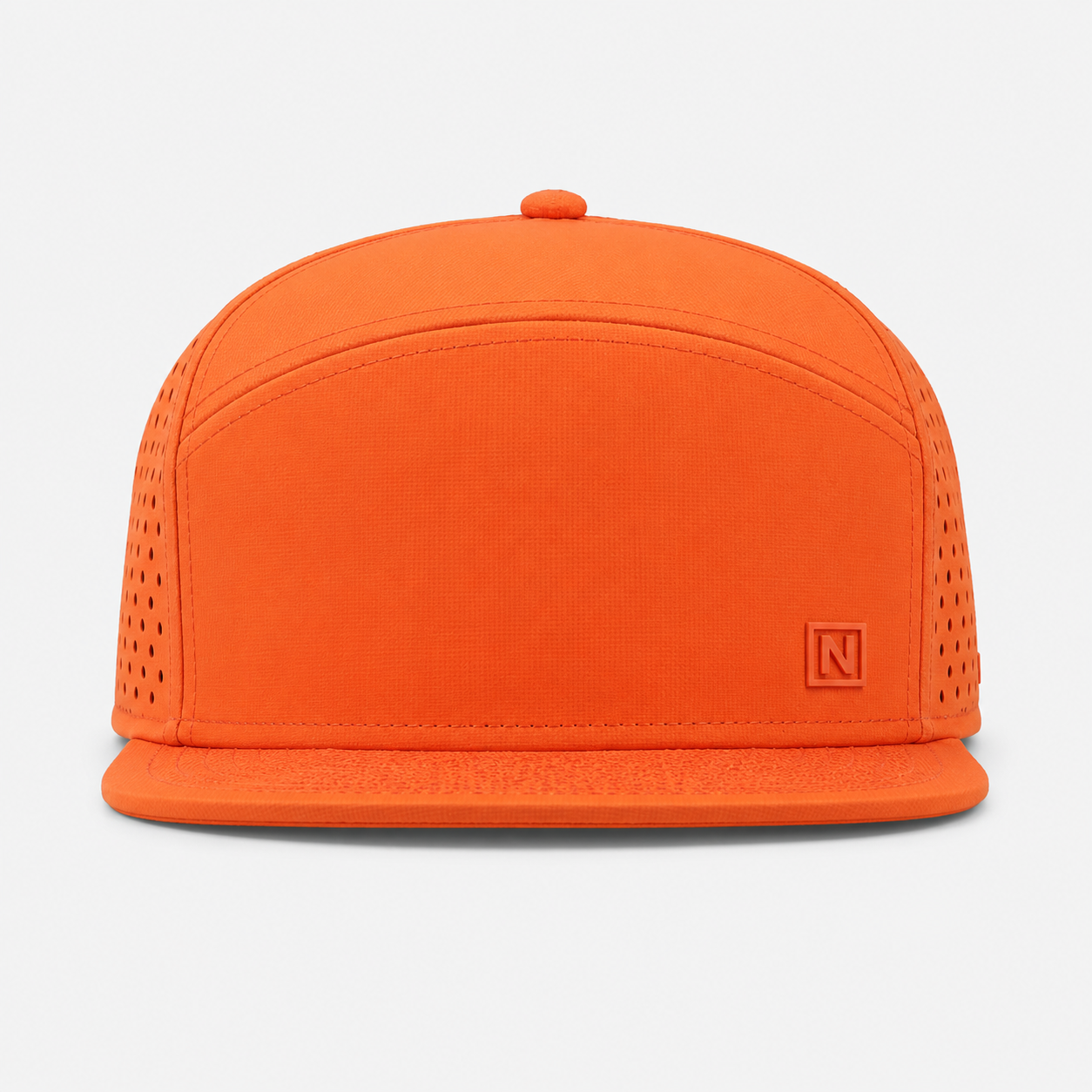 Bright Orange Flat Bill Golf Hat,www.nearlonggolf.com,Orange Flat Bill Golf Hat With Laser Cut Vents