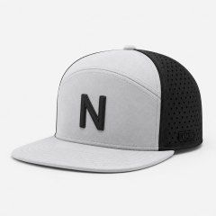 5パネルゴルフハット、www.nearlonggolf.com、パンチング加工パネル付きブラック＆ホワイト5パネルゴルフハット