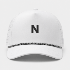 White Golf Hat,www.nearlonggolf.com,White Rope Golf Hat With Breathable Perforated Panels