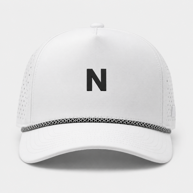White Golf Hat,www.nearlonggolf.com,White Rope Golf Hat With Breathable Perforated Panels