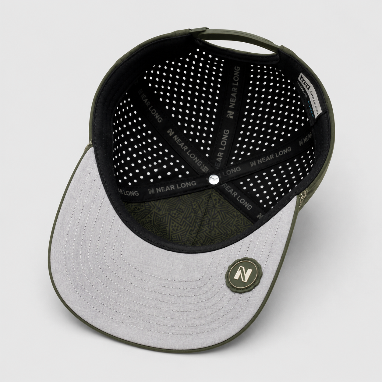 Olive Green Performance Golf Hat,www.nearlonggolf.com,Olive Green 5 Panel Performance Golf Hat For Men