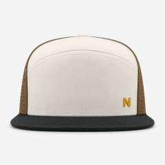 アイボリータン 5パネル ゴルフハット、www.nearlonggolf.com、アイボリータン 5パネル ゴルフハット | フラットビル パフォーマンスキャップ