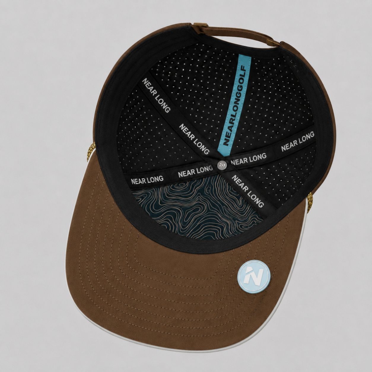 Golf Snapback Ha,www.nearlonggolf.com,Dark Gray Golf Snapback Hat | Brown Flat Brim Custom Cap