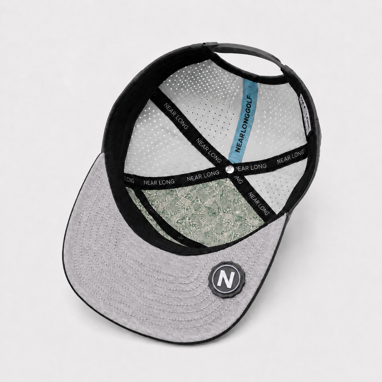 Golf Cap with Black,www.nearlonggolf.com,Heather Gray Golf Cap | 5 Panel Flat Brim Custom Hat