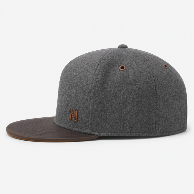 Golf Snapback Ha,www.nearlonggolf.com,Dark Gray Golf Snapback Hat | Brown Flat Brim Custom Cap