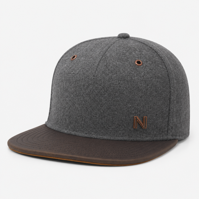 Golf Snapback Ha,www.nearlonggolf.com,Dark Gray Golf Snapback Hat | Brown Flat Brim Custom Cap