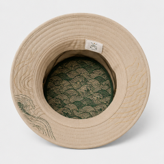 Beige Ocean Wave Golf Bucket Hat,www.nearlonggolf.com,Ocean Wave Golf Bucket Hat | Embroidered Full Brim Hat