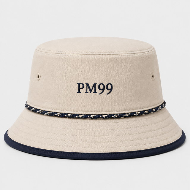 Beige Rope Golf Bucket Hat,www.nearlonggolf.com,Beige Rope Golf Bucket Hat | Embroidered Full Brim Hat