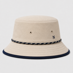 Beige Rope Golf Bucket Hat,www.nearlonggolf.com,Beige Rope Golf Bucket Hat | Embroidered Full Brim Hat