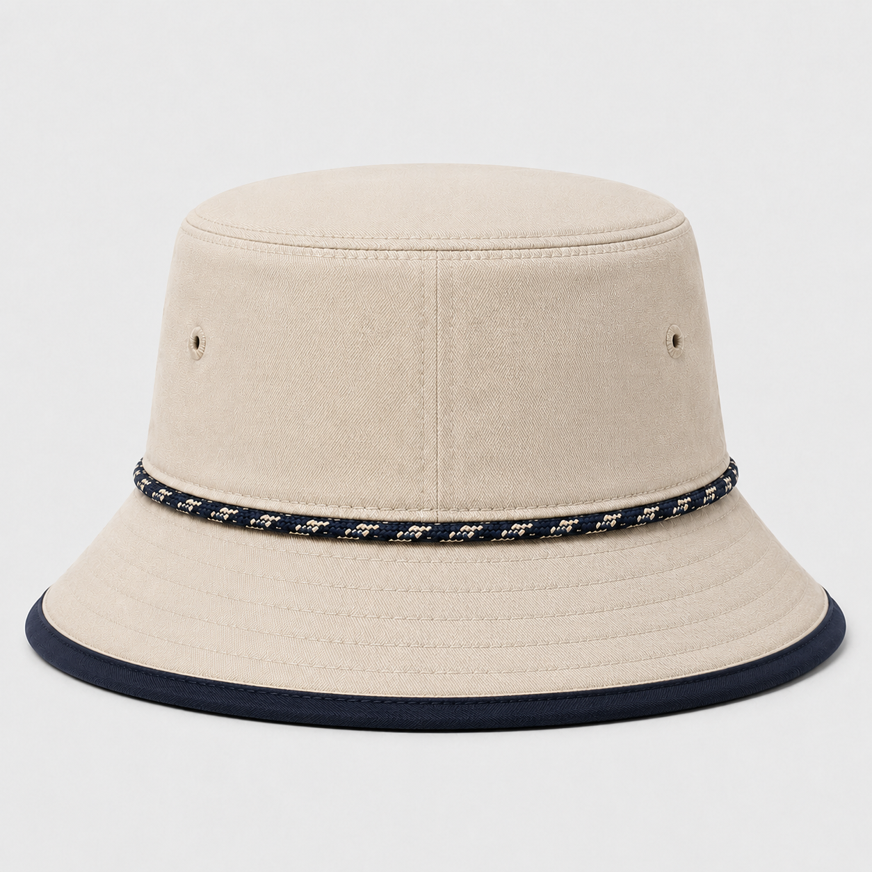Beige Rope Golf Bucket Hat,www.nearlonggolf.com,Beige Rope Golf Bucket Hat | Embroidered Full Brim Hat
