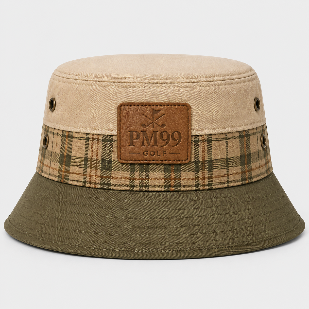 Khaki Plaid Golf Bucket Hat,www.nearlonggolf.com,Khaki Plaid Golf Bucket Hat