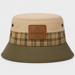 Khaki Plaid Golf Bucket Hat,www.nearlonggolf.com,Khaki Plaid Golf Bucket Hat