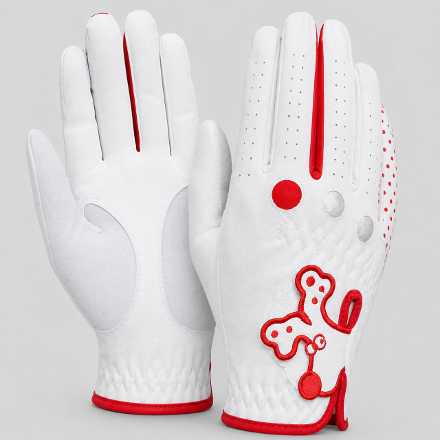 White Red Junior Golf Glove,www.nearlonggolf.com,Junior Golf Glove for Kids | White Red Youth Golf Gloves