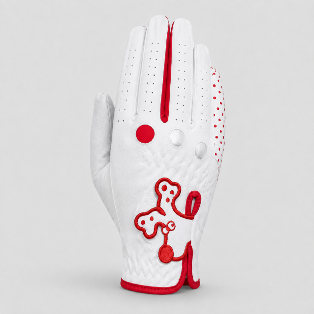 White Red Junior Golf Glove,www.nearlonggolf.com,Junior Golf Glove for Kids | White Red Youth Golf Gloves