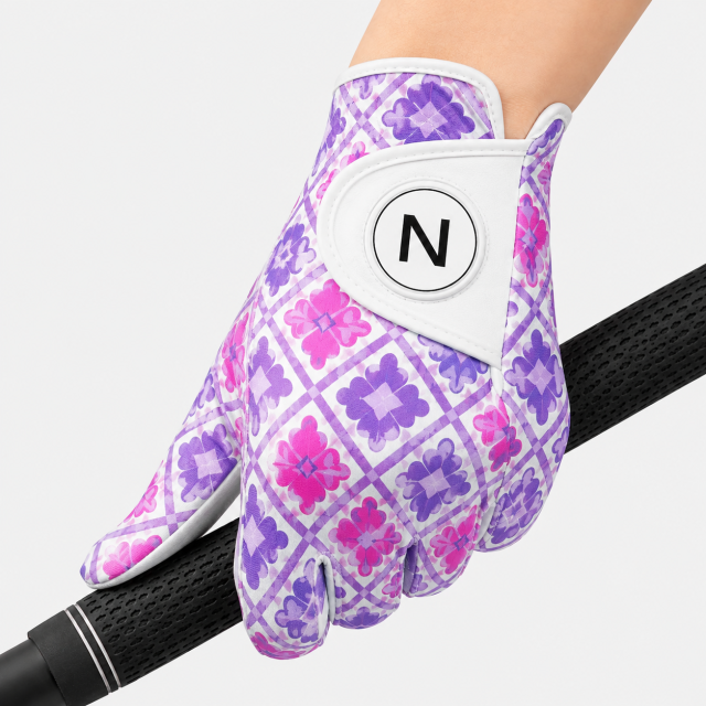 Purple Custom Print Golf Glove,www.nearlonggolf.com,Purple Custom Print Golf Glove