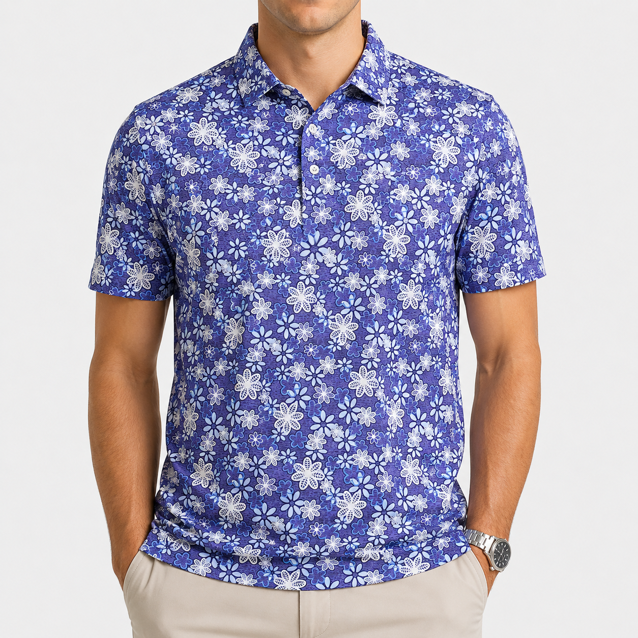 Men's Floral Golf Polo Shirt,www.nearlonggolf.com,Floral Golf Shirts for Men | Custom Private Label Polo