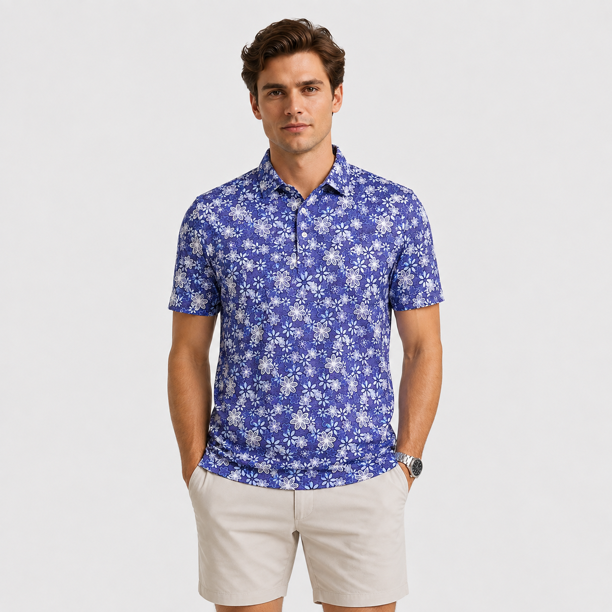 Men's Floral Golf Polo Shirt,www.nearlonggolf.com,Floral Golf Shirts for Men | Custom Private Label Polo